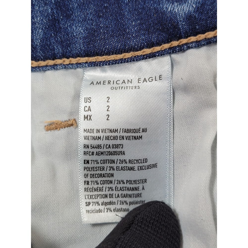 American Eagle High-Rise Shortie Women 2 Blue Excellent Denim Stretch Shorts - Picture 8 of 9